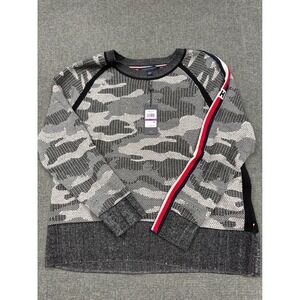 Tommy Hilfiger Nordic Lights Camo Sweater XXL Grey White Stripe J9JSH431 NWT